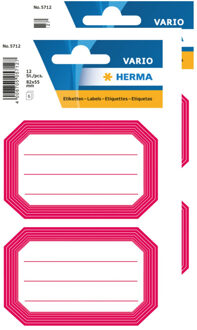 Herma Keuken/voorraadkast etiketten/stickers - 24x - roze/wit