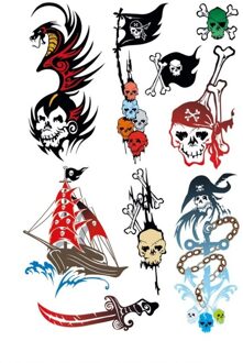 Herma Piraten thema tattoo/tattoeage stickers - 27x stuks - kinder tattoeages - Piratenfeest