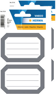 Herma Schoolboek etiketten - 12x stuks - wit/ grijs - naam label stickers