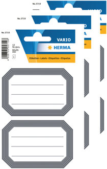 Herma Schoolboek etiketten - 12x stuks - wit/ grijs - naam label stickers