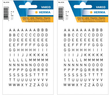 Herma Stickers alfabet plak letters - 480x stuks - zwart/transparant - 5 mm - stickervel