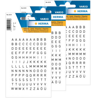 Herma Stickers alfabet plak letters - 720x stuks - zwart/transparant - 5 mm - stickervel