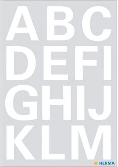 Herma Stickervel alfabet - 36x stuks - plak letters - A tm Z - wit - 20x20 mm