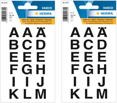 Herma Stickervel alfabet - 72x stuks - plak letters - A tm Z - zwart - 20x20 mm