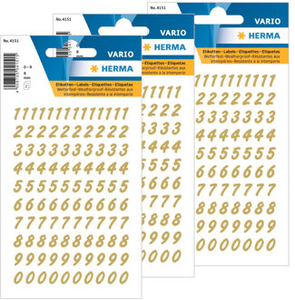 Herma Stickervel - cijfers / getallen - 624x - goudkleurig - 8 mm