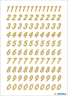 Herma Stickervellen 208x plak cijfers/getallen 0-9 goud/transparant 8 mm