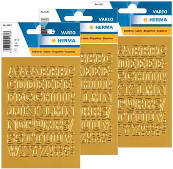 Herma Stickervellen - 3x stuks - alfabet A-Z - letter stickers - 12 mm - goudkleurig