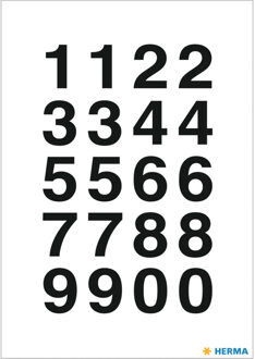 Herma Stickervellen 40x plak cijfers/getallen 0-9 zwart/transparant 20x18 mm