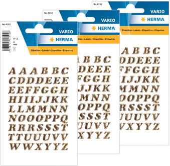 Herma Stickervelletjes Letter - 3x stuks - plak letters - alfabet A tot Z - goud/folie - 8 mm