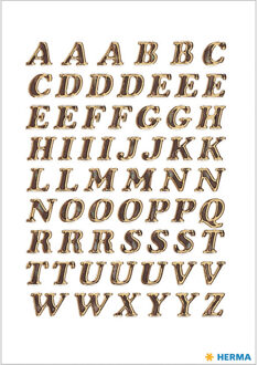 Herma Stickervelletjes Letter - 61x stuks - plak letters - alfabet A tot Z - goud/folie - 8 mm Goudkleurig