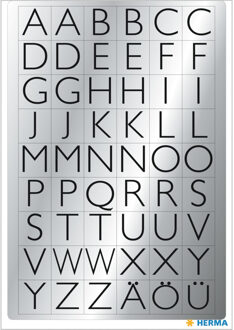 Herma Stickervelletjes met 216x stuks alfabet plak letters zwart/zilver 13x12 mm