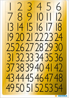 Herma Stickervelletjes met 216x stuks plak cijfers/getallen 1-99 zwart/goud 13x12 mm