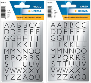 Herma Stickervelletjes met 432x stuks alfabet plak letters zwart/zilver 13x12 mm