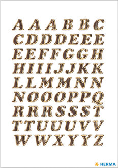 Herma Stickervelletjes met 61x stuks plak letters alfabet A tot Z goud/folie 8 mm