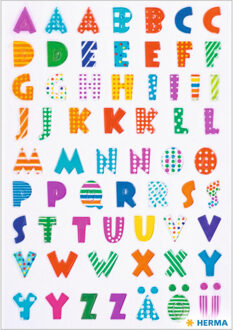 Herma Stickervelletjes met 62x stuks plak letters A-Z gekleurde letters Multi