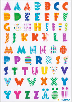 Herma Stickervelletjes met 62x stuks plak letters A-Z gekleurde letters