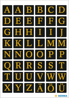 Herma Stickervelletjes met 96x stuks alfabet plak letters zwart/goud 13x13 mm Goudkleurig