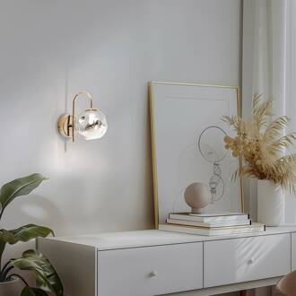 Herman wandlamp, goudkleurig, hoogte 23 cm, glas, ijzer rookgrijs, goud