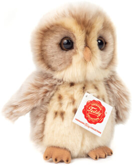 Hermann Teddy Knuffeldier Uil - zachte pluche stof - premium knuffels - lichtbruin - 16 cm