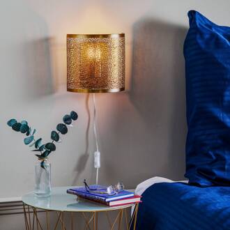 Hermine wandlamp met kabel, messing mat messing