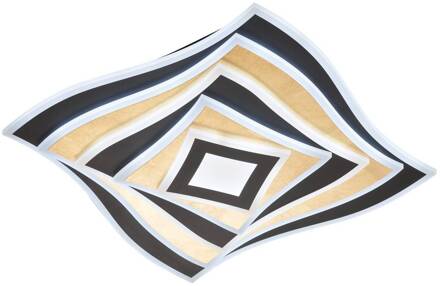 Hero LED plafondlamp, zwart/goud blad, 50 x 50 cm, CCT RGB matzwart, bladgoud