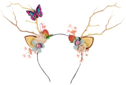 Herten Gewei Hoofdband, Leuke Bloem Vlinder Boom Takken Haar Hoepel Kerst Kostuum Haarband Voor Vrouwen Meisjes