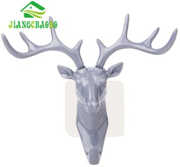 Herten Hoofd Dier Zelfklevende Kleding Rekken Display Haak Kleerhanger Cap Room Decor Show Muur Bag Keys Sticky Houder grijs