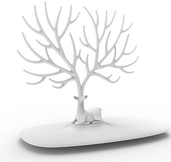 Herten Hoofd Sieraden Display Standaard Sieraden Hanger Oorbellen Ketting Display Stand Organizer Make Up Decoratie wit