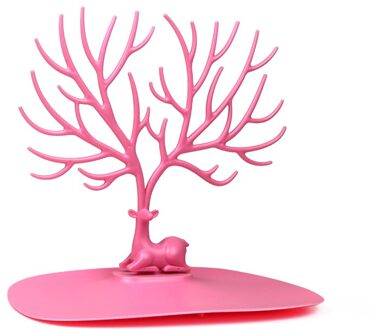 Herten Oorbellen Ketting Ring Hanger Armband Sieraden Display Stand Tray Boom Opslag Rekken Organizer Sieraden Plank Houder klein roze