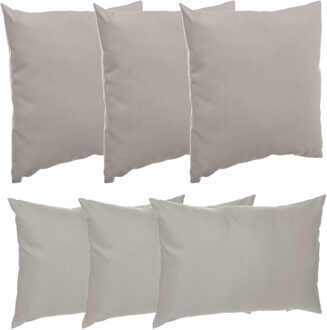 Hesperide Bank/sier/tuin kussens - binnen/buiten - 6x stuks - taupe/beige - 2 formaten - Sierkussens