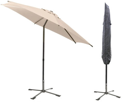 Hespiride tuin terras Parasol Soya - lichtbeige - D270 x H220 cm - met kruisvoet - en beschermhoes