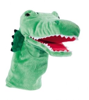 heunec Handpop krokodil - groen - 33 cm - pluche - dieren poppenkastpoppen - handmarionet