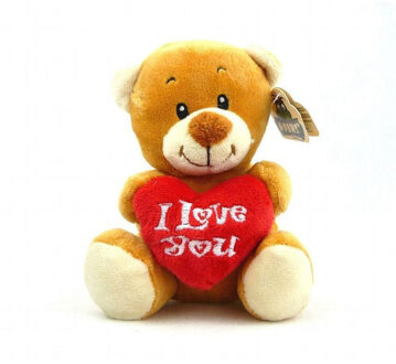 heunec I Love You bruine beer knuffel 14 cm knuffeldieren - Knuffelberen