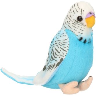 heunec Knuffeldier vogel Grasparkiet blauw 11 cm - Vogel knuffels Multikleur