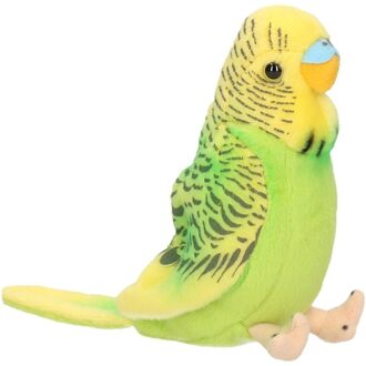 heunec Knuffeldier vogel Grasparkiet groen 11 cm - Vogel knuffels Multikleur