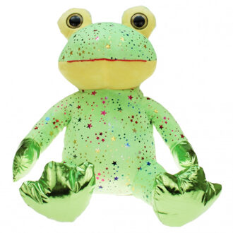 heunec Pluche groene kikker knuffel met glitters 30 cm speelgoed - Knuffeldier