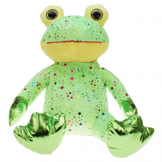 heunec Pluche groene kikker knuffel met glitters 30 cm speelgoed