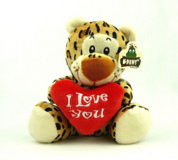 heunec Pluche I love you luipaard knuffel bruin 14 cm speelgoed
