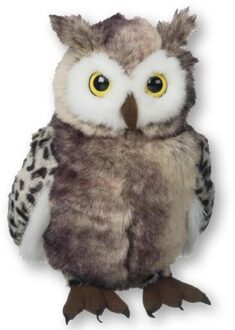 heunec Pluche knuffel uil - 30 cm - knuffeldieren - Speelgoed - Uilen - Vogels Grijs