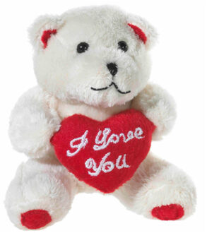 heunec Pluche knuffelbeertje - 10 cm - I LOVE YOU hartje - liefdes knuffeltje Beige