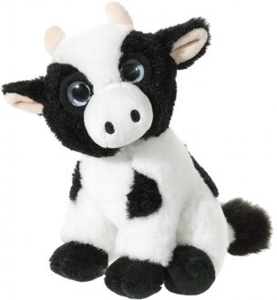 heunec Zwart met witte pluche koe/koeien knuffels 14 cm