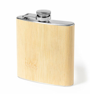 Heupfles/drank zakfles - bamboe hout/RVS - 200 ml