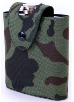 Heupflesje in camouflage hoes/tas - 177 ml - Drank flacon - Carnaval - Outdoor - Soldaten