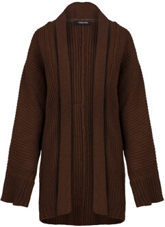 Heuplengte Open Front Batwing Gebreid Vest Bruin - L