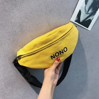 Heuptas Fanny Pack Vrouwen Brief Riem Tassen Trend Borst Packs Banaan Zakken Canvas Materiaal Hip Hop pakket Bum Zakken geel