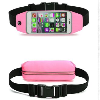 Heuptas Running Outdoor Sport Draagbare Jogging Belt Waterdichte Running Telefoon Bag Case Gym Taille Houder Cover roze