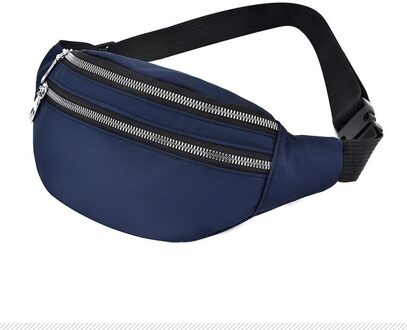 Heuptas Vrouwen Drie Rits Zak Mode Mannen Borst Handtas Unisex Fanny Pack Dames Roze Taille Pack Belly Tassen Portemonnee blauw