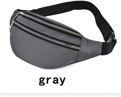 Heuptas Vrouwen Drie Rits Zak Mode Mannen Borst Handtas Unisex Fanny Pack Dames Roze Taille Pack Belly Tassen Portemonnee grijs