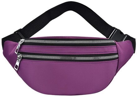 Heuptas Vrouwen Drie Rits Zak Mode Mannen Borst Handtas Unisex Fanny Pack Dames Roze Taille Pack Belly Tassen Portemonnee paars