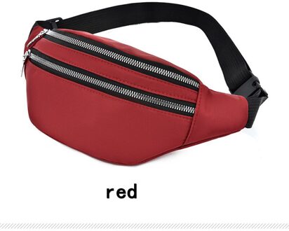 Heuptas Vrouwen Drie Rits Zak Mode Mannen Borst Handtas Unisex Fanny Pack Dames Roze Taille Pack Belly Tassen Portemonnee rood